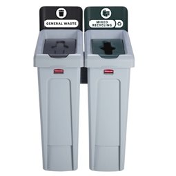 Rubbermaid Slim Jim Recycling Station Bundle 2 Stream Landfill & Mixed Recycling 174 Litre