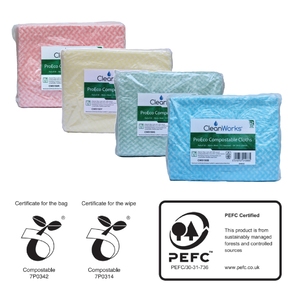 CleanWorks ProEco Compostable Cleaning Cloth Red (Pack 50)