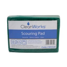 CleanWorks Scouring Pads Green 14x9.8CM (Pack 20)