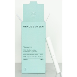 Grace & Green Tampons Biodegradable Cardboard Applicator Regular (Pack 16)
