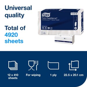 Tork PeakServe Continuous Paper Hand Towels White