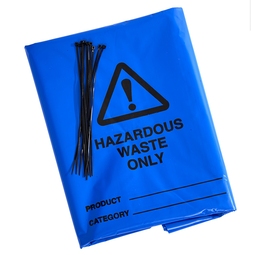 Hazardous Waste Disposal Bags & Ties Blue (Pack 100)