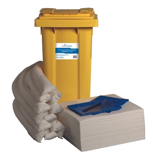 CleanWorks Oil & Fuel Absorbent Spill Kit Wheeled Bin 240 Litre
