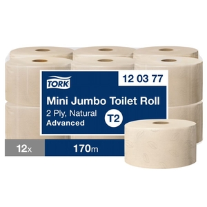 Tork Mini Jumbo Toilet Roll T2 Natural 170M