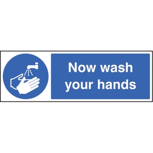 Now Wash Your Hands Self Adhesive Sticker 300x100MM