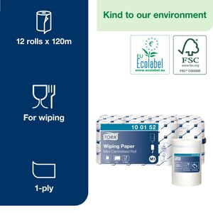 Tork Centrefeed Wiping Paper White 120M