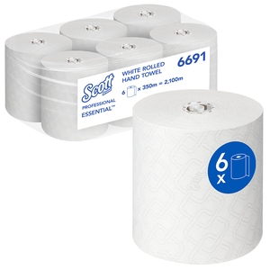 Scott Essential Hand Towel Roll 1Ply White 350M (Case 6)