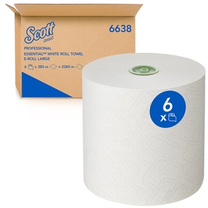 Scott Essential Roll Towel Large 1Ply White 380M (Case 6)