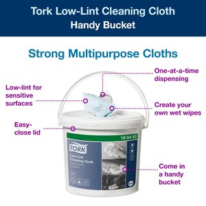 Tork Low-Lint Cleaning Cloth Handy Bucket Turquoise 60M