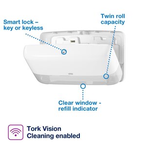 Tork Twin Mini Jumbo Toilet Roll Dispenser White