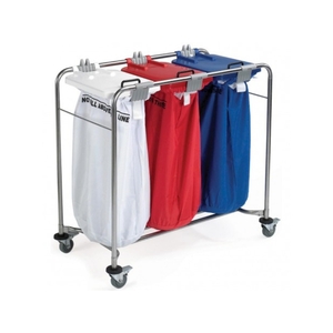 Medi Cart Stainless Steel Linen Trolley Cart 3 Bag