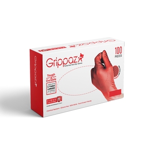 Grippaz Heavy Duty Nitrile Disposable Glove Red Extra Large