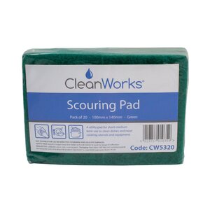 CleanWorks Scouring Pads Green 14x9.8CM (Pack 20)