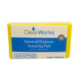 CleanWorks Scouring Pads Yellow (Pack 10)