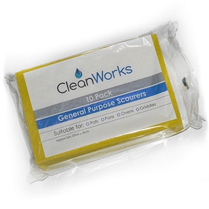CleanWorks Colour Coded Scourer Yellow Pack 10