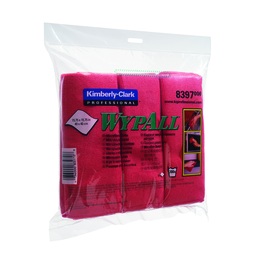 8397 WypAll Microfibre Cloths Red 40CM Pack 6