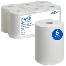 Scott Slim Roll Hand Towel White 165M (Case 6)