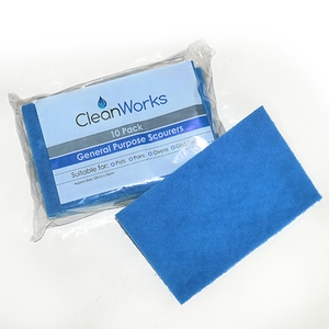 CleanWorks Colour Coded Scourer Blue Pack 10