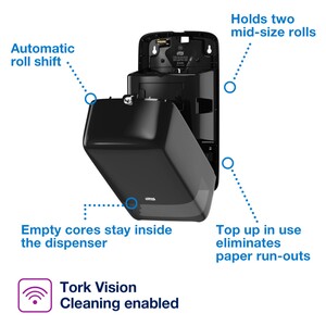 Tork Twin Mid-size Toilet Paper Roll Dispenser Black