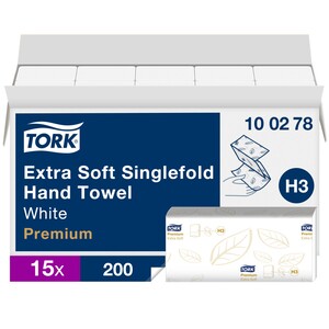 Tork Extra Soft Singlefold Hand Towels White (Case 3000)