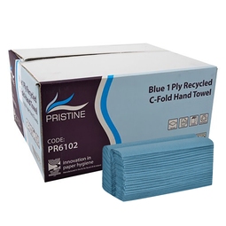 PRISTINE Standard 1Ply Recycled C-Fold Hand Towel Blue