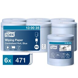 Tork Centrefeed Wiping Paper Blue 165M
