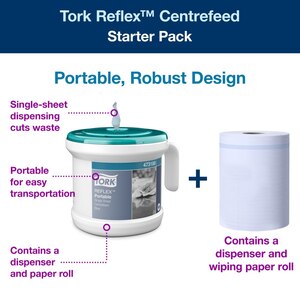 Tork Reflex Centrefeed Paper Towel and Dispenser White and Turquoise