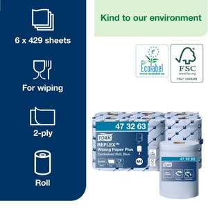Tork Reflex Wiping Paper Towel Plus Blue 150M