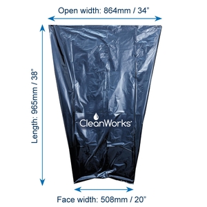 CleanWorks Heavy Duty Large Refuse Sacks Black 20x34x38 (Case 200)