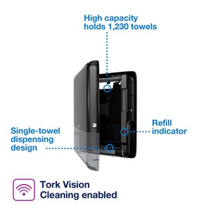 Tork PeakServe Mini Continuous Paper Hand Towel Dispenser Black