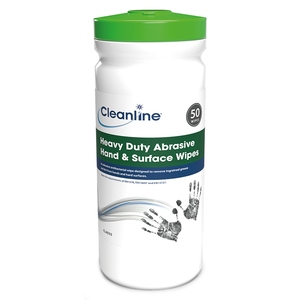 Cleanline Heavy Duty Abrasive Hand & Surface Wipes Tub of 50