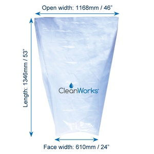 CleanWorks Clear Wheelie Bin Liners Clear 24x46x53" (Case 100)