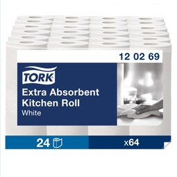 Tork Extra Absorbent Kitchen Paper Towel Roll White 15.36M