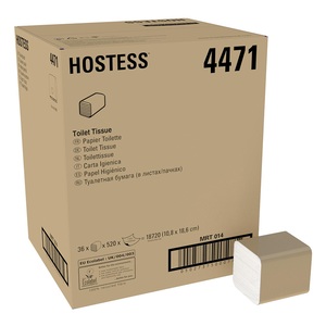 Hostess Folded Toilet Tissue 1Ply White 520 Sheet (Case 36)