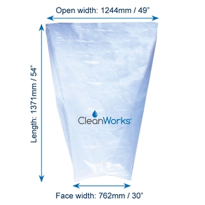 CleanWorks Clear Wheelie Bin Liners Clear 30x49x54" (Case 50)