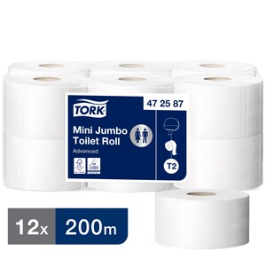 Tork Mini Jumbo Toilet Paper Roll White 200M