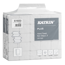 Katrin Plus W-fold Paper Towels Non-Stop Long 3-Ply Handy Pack  90 Sheet