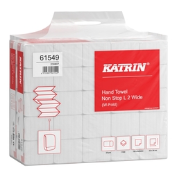 Katrin W-Fold Paper Towels Non-Stop Long Wide 2-Ply Handy Pack 120 Sheet (Case 3000)