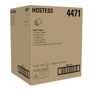 Hostess Folded Toilet Tissue 1Ply White 520 Sheet (Case 36)