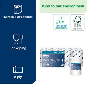 Tork Centrefeed Wiping Paper Plus White 75M